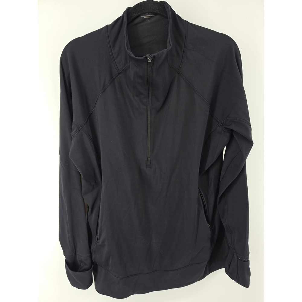 Athleta Womens XL Black Quarter Zip Pullover Thumbhole Activewear Jacket RN54023